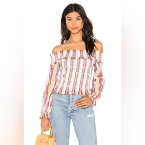 Tula Rosa colorful off the shoulder Scarlette Top